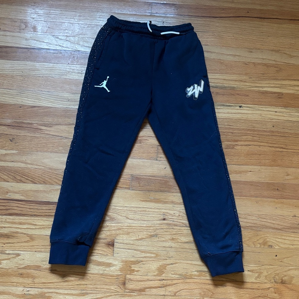 Jordan Navy Blue Boys Jogger Sweatpants with White Accents